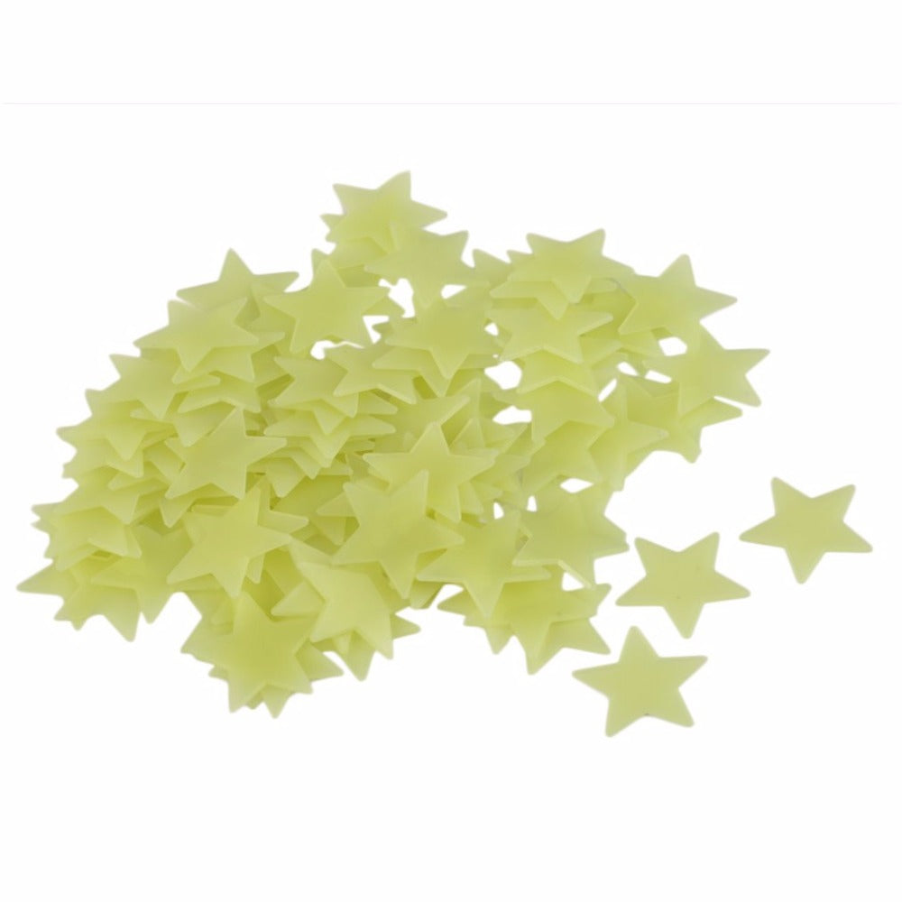 100Pcs DIY Baby Kids Home Bedroom Ceiling Dreamy Noctilucent Fluorescent  Dark Stars Wall Sticke...