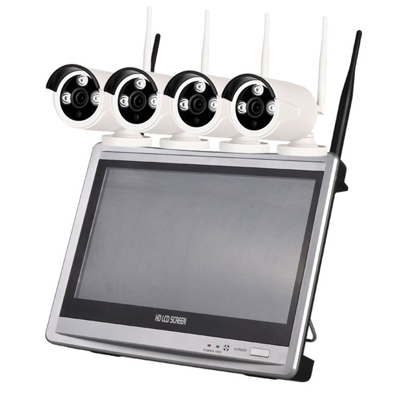 4 Channel 960P Wireless NVR Kit 12.5 inch LCD WiFi NVR 4 x 1.3MP WiFi IP Camera with Night Vision