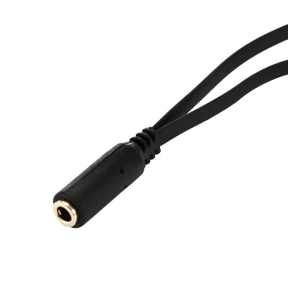 3.5mm Female to 2 Male Adapter Cable for Headset / Flat Cable