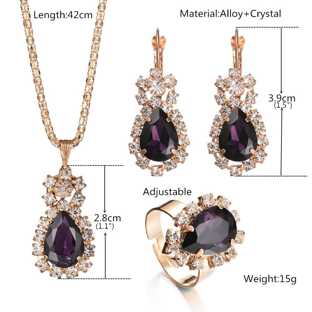 1 Set Fashion Romantic charm Elegant Teardrop Crystal Rhinestone Metal Pendant Gold Plated Chain...