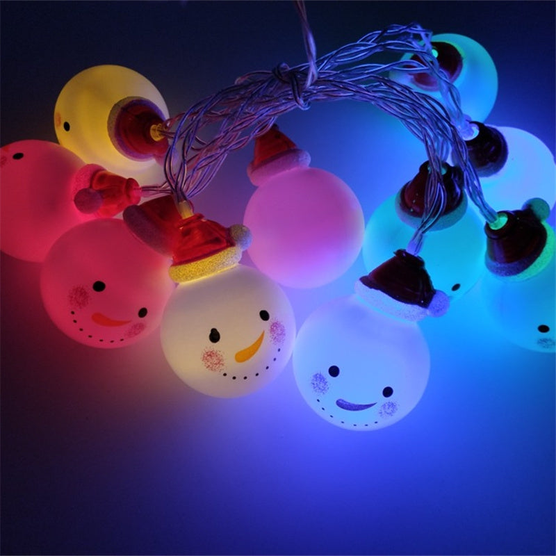 10 Pcs LED Snowman Lights Decorated with Christmas Tree Ornaments