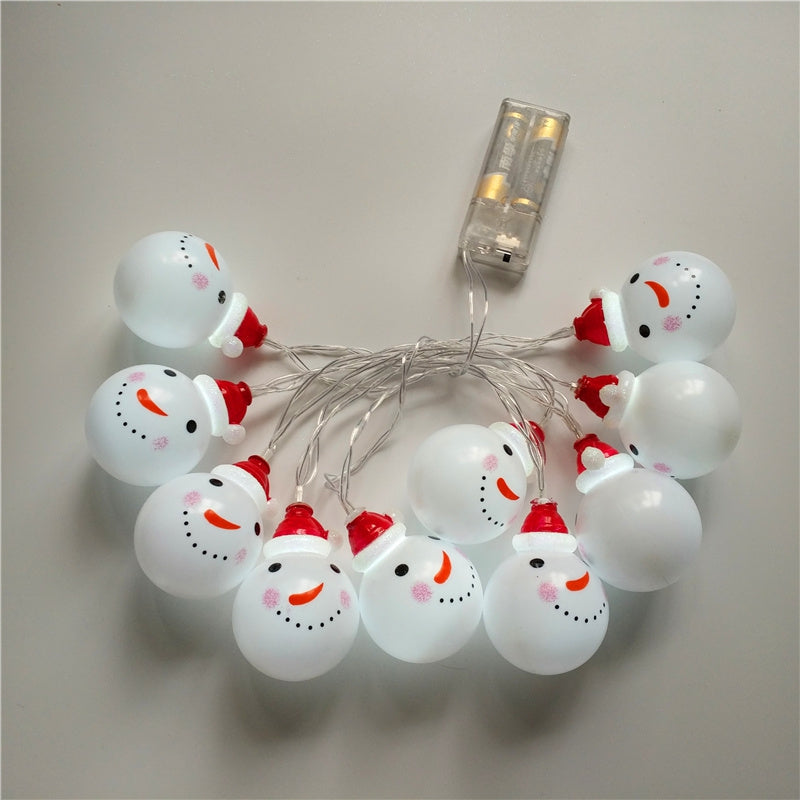 10 Pcs LED Snowman Lights Decorated with Christmas Tree Ornaments