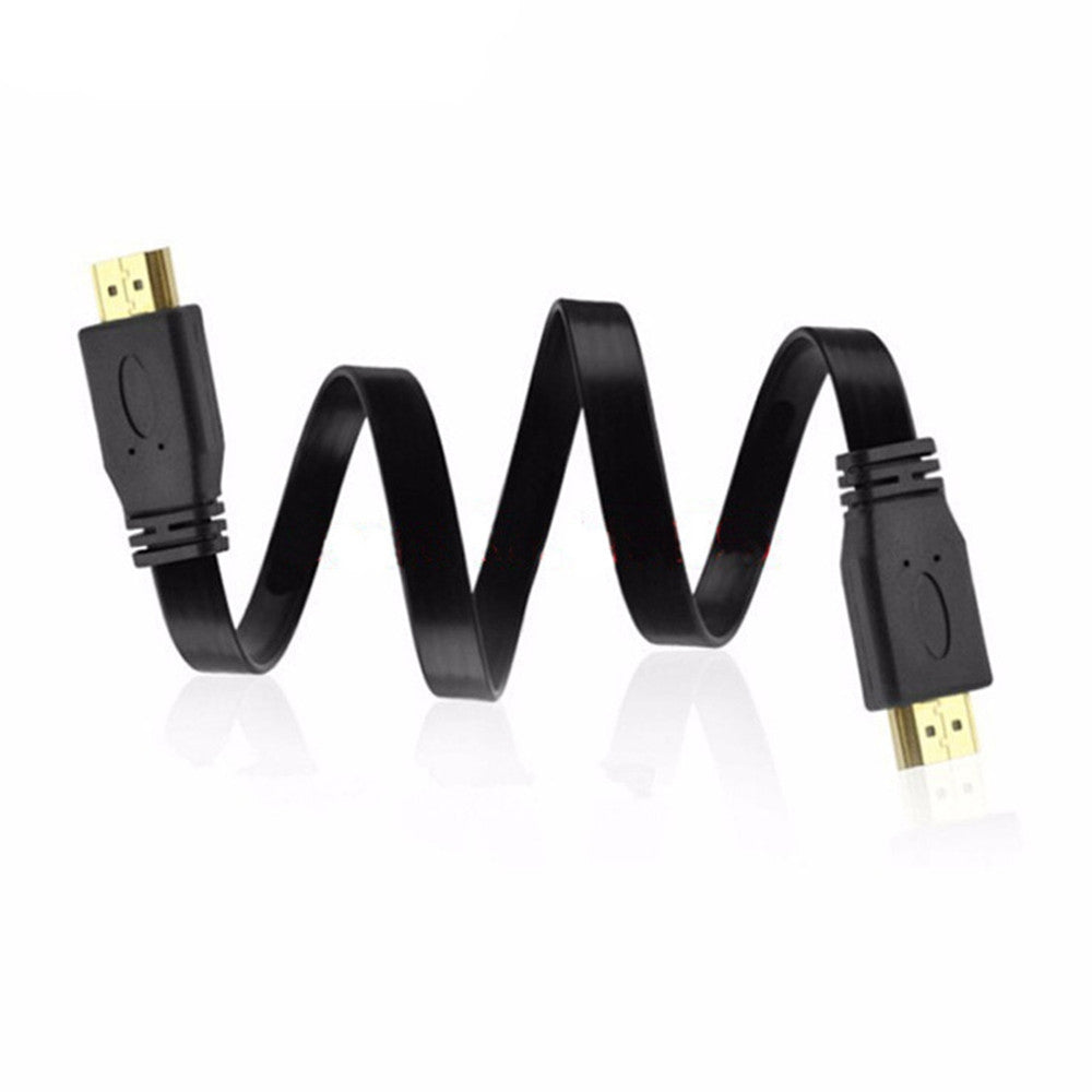 1.5M Gold Plated Plug Male HDMI Cable 1.4 Version Flat Line Short 1080p 3D for HDTV XBOX PS3