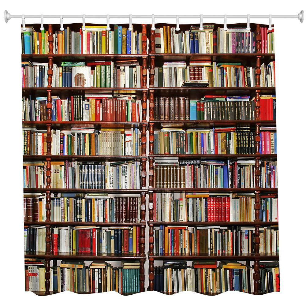 Bookcase Polyester Shower Curtain Bathroom Curtain High Definition 3D Printing Water-Proof