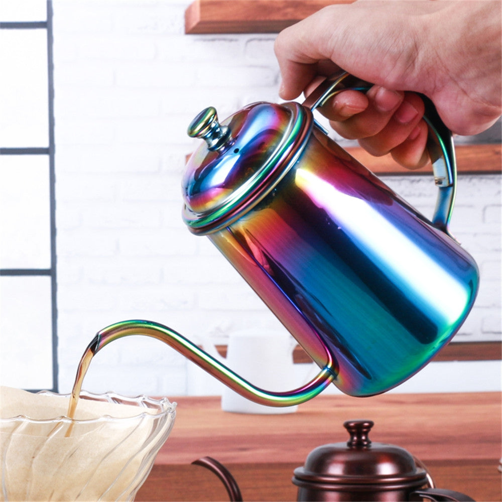 650ML Colorful Stainless Steel Coffee Pot Long Mouth Coffee Pot Teapot Gooseneck Spout Kettle Dr...