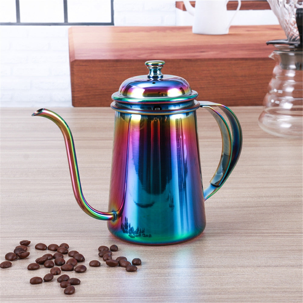 650ML Colorful Stainless Steel Coffee Pot Long Mouth Coffee Pot Teapot Gooseneck Spout Kettle Dr...