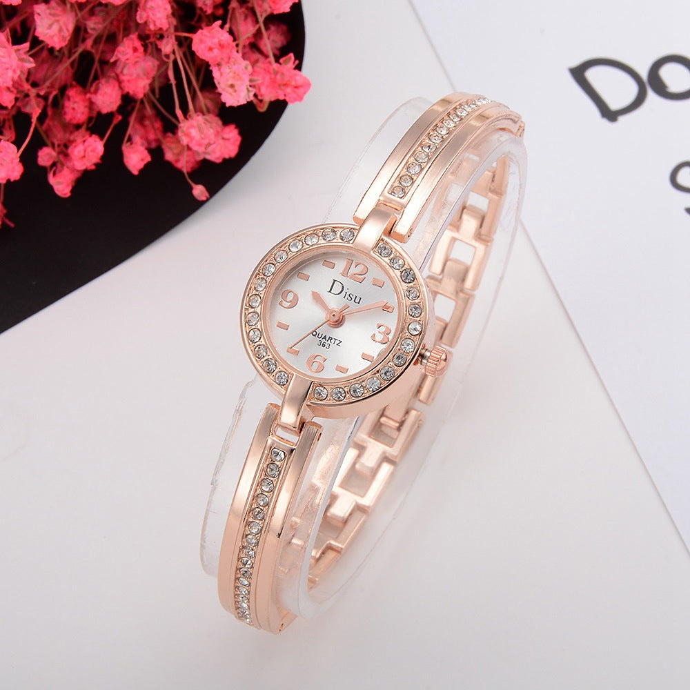 Disu Fashion Ladies Dress Quartz Alloy Bracelet with Inlaid Drill Wrist Watch