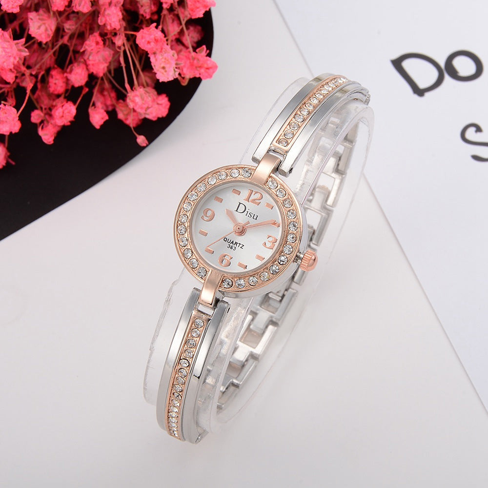 Disu Fashion Ladies Dress Quartz Alloy Bracelet with Inlaid Drill Wrist Watch