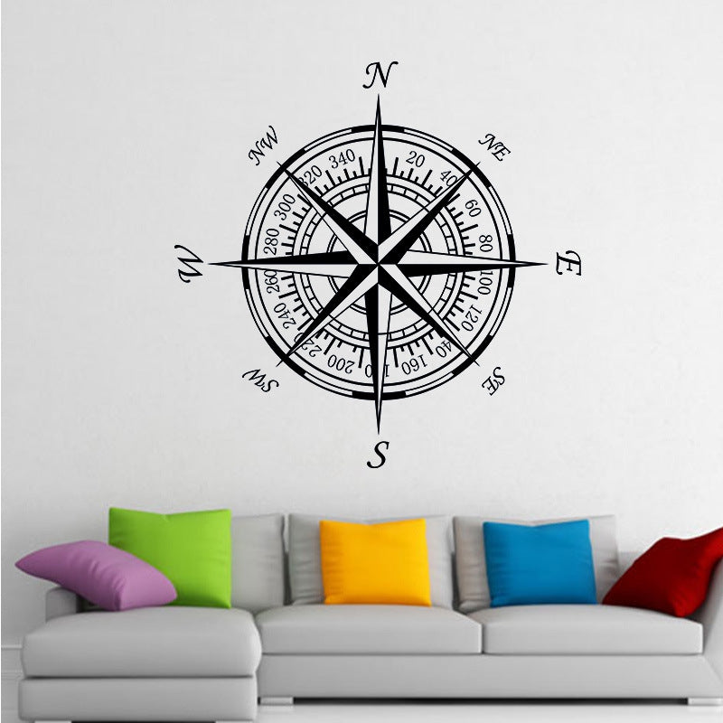 Compass Vinyl Removable Wall Sticker Round Compass Decals Home Decoration