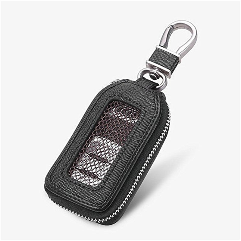 Car Premium Leather Key Chain Coin Holder Keyring Hook Wallet Zipper Case Remote Smart Fob Alarm...
