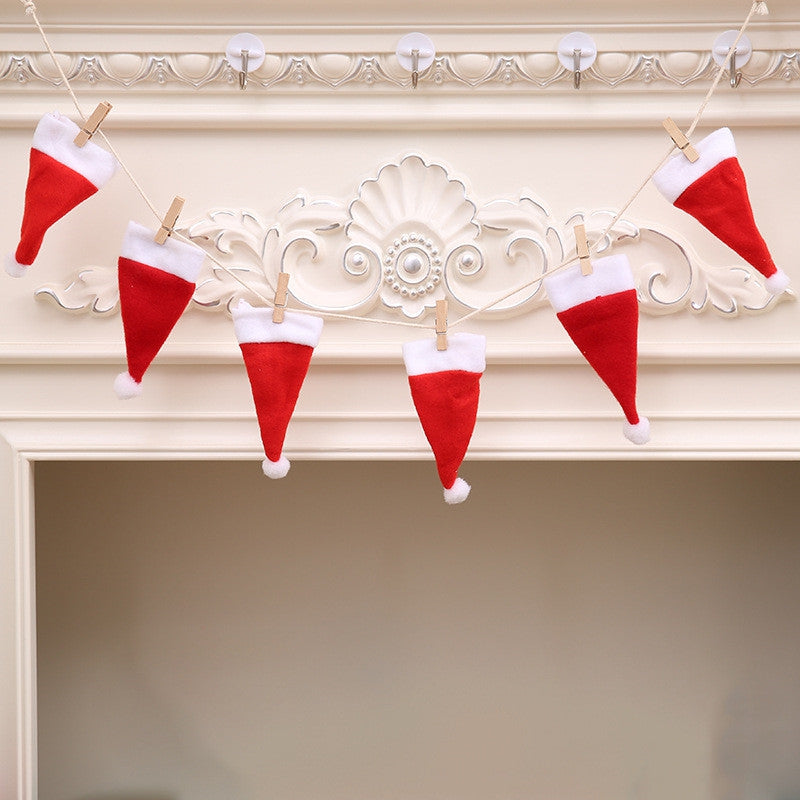 6pcs Small Christmas Hats Hanging Wall Decor 100cm