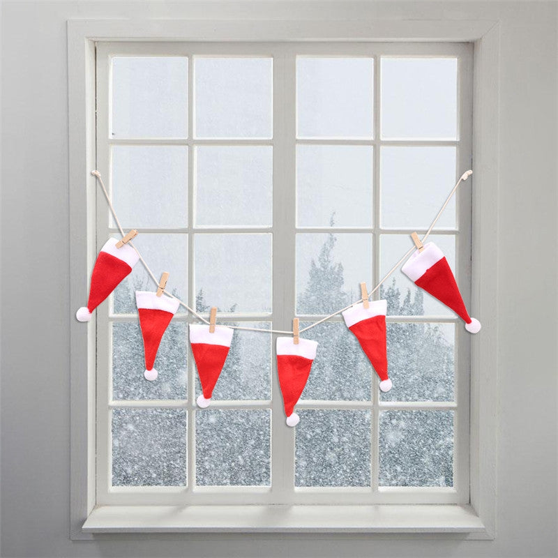 6pcs Small Christmas Hats Hanging Wall Decor 100cm