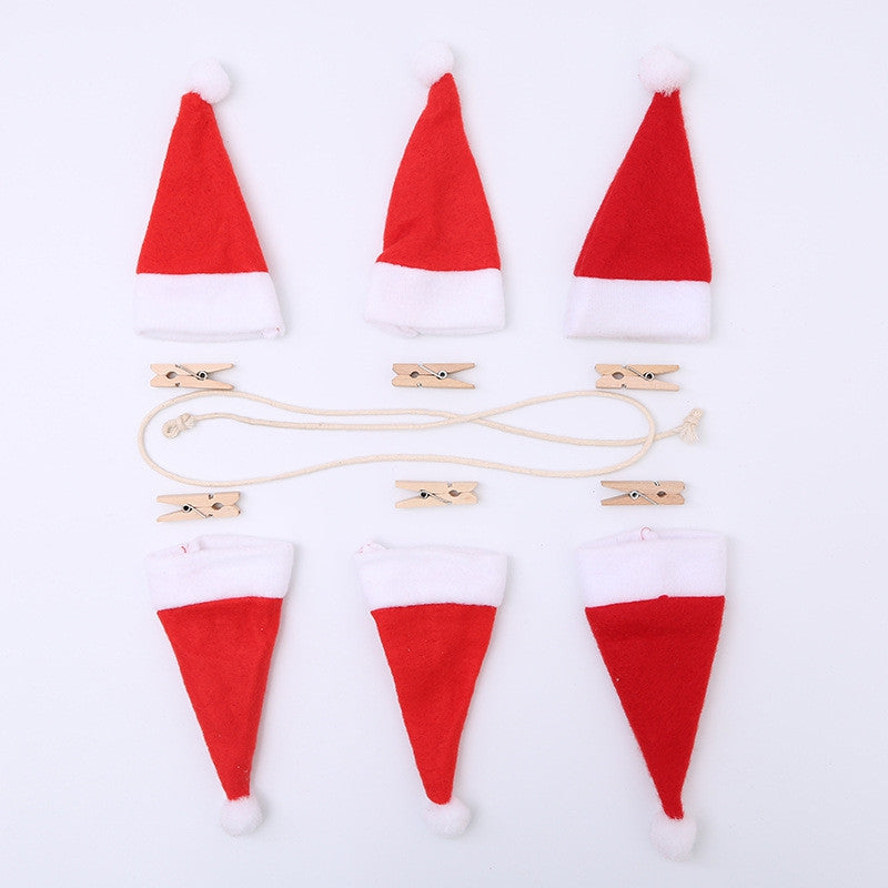 6pcs Small Christmas Hats Hanging Wall Decor 100cm