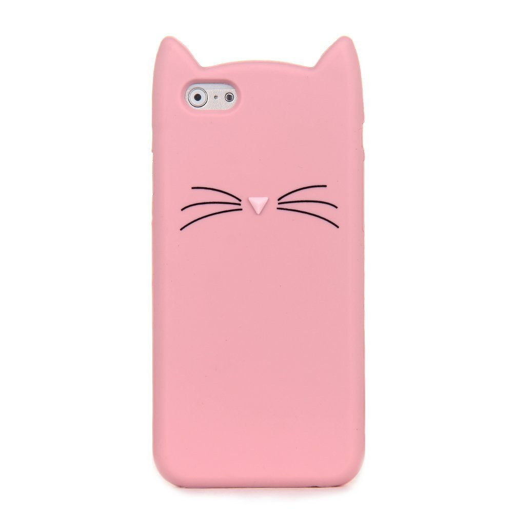 3D Soft Silicone Kitty Case Back Cover for Iphone 7