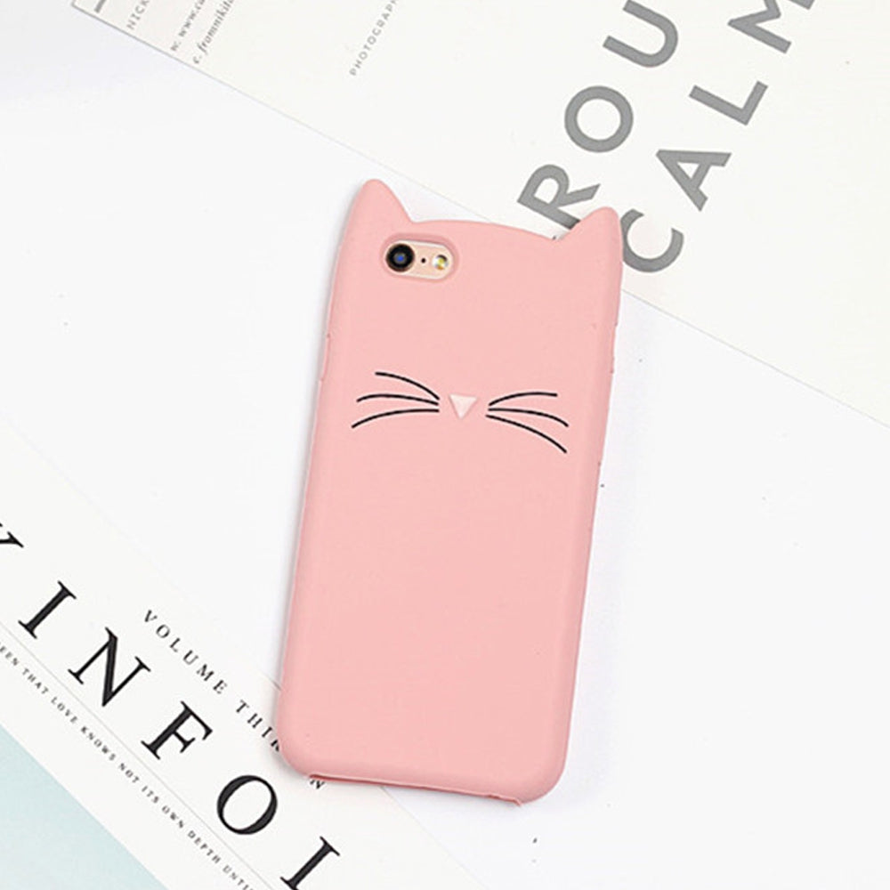 3D Soft Silicone Kitty Case Back Cover for Iphone 7