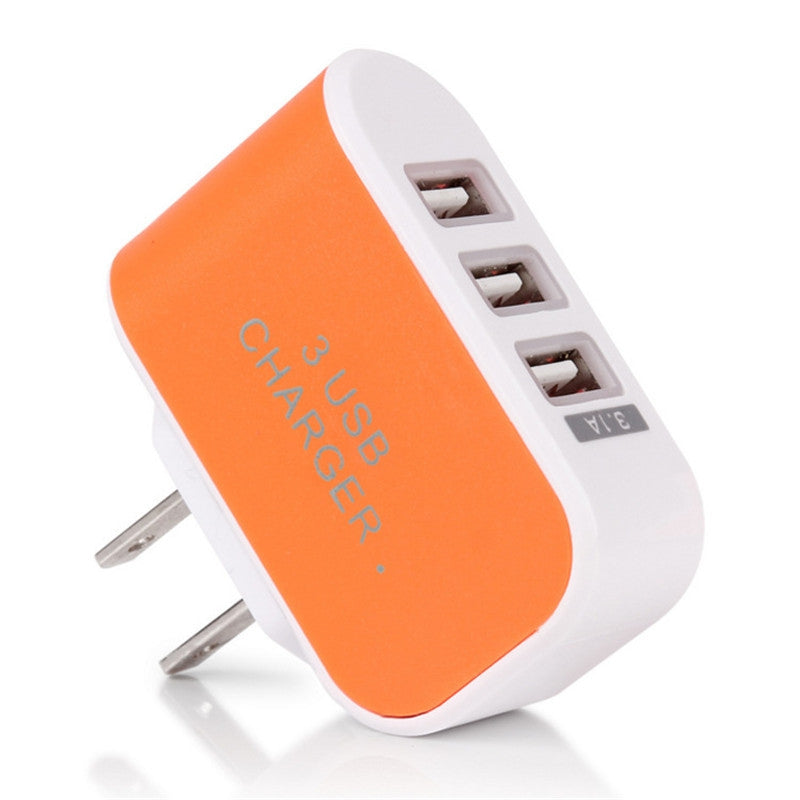 5V 3.1A Intelligent Travel Charger 3USB Candy Color