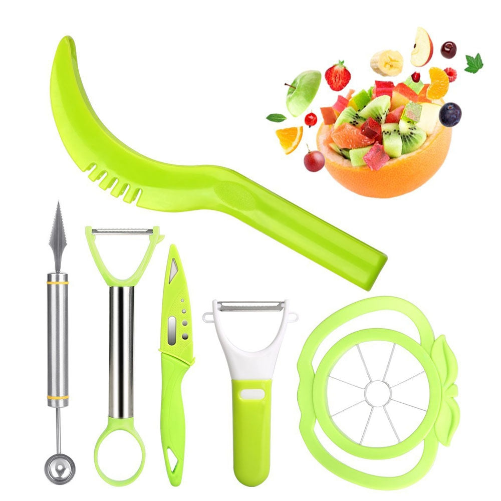 6-in-1 Fruit Carving Tool Set - Watermelon Slicer Melon Baller Scoop Fruit Carver Apple Corer Pe...