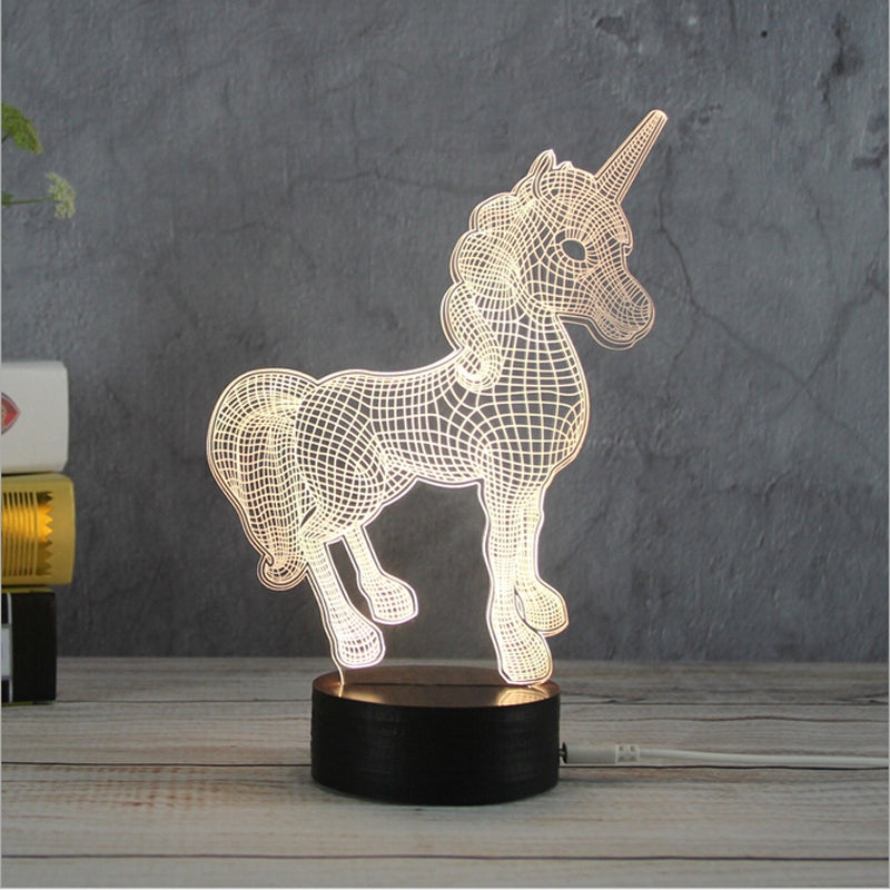 3D Unicorn Night Lights Creative Acrylic 3D LED Light Table Lamp Decotation Ligts for Home/kids ...