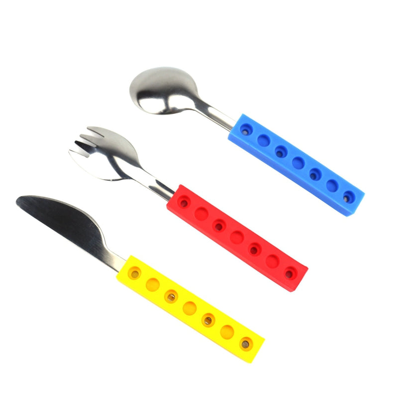 3pcs Funny Lego Bricks Kids Cutlery Set