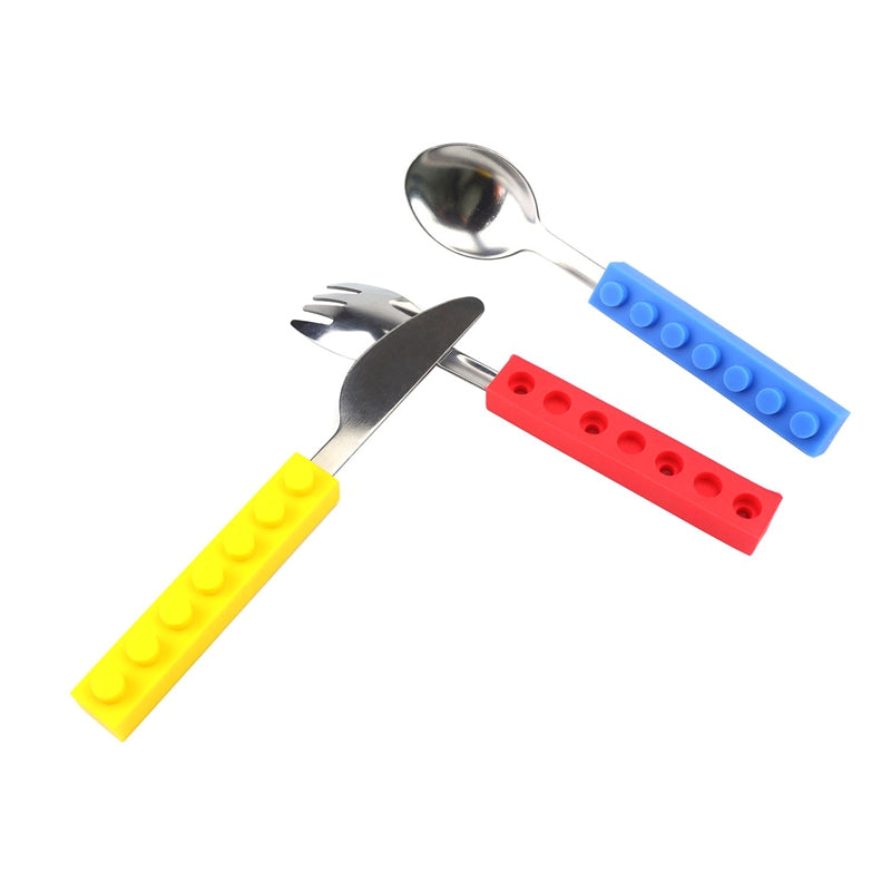 3pcs Funny Lego Bricks Kids Cutlery Set