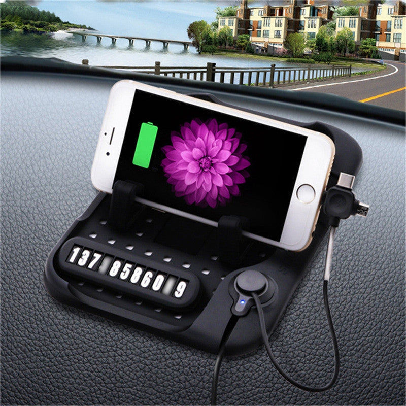 Creative Car Anti-slip Mat Dashboard with 3-in-1 USB Charging Parking Notification Function Sili...