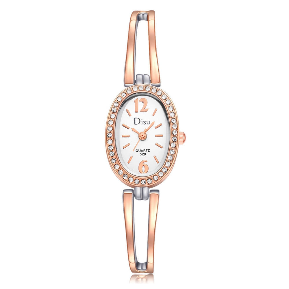 Disu Fashion Diamond Ladies Dress Quartz Alloy Bracelet Wrist Watch