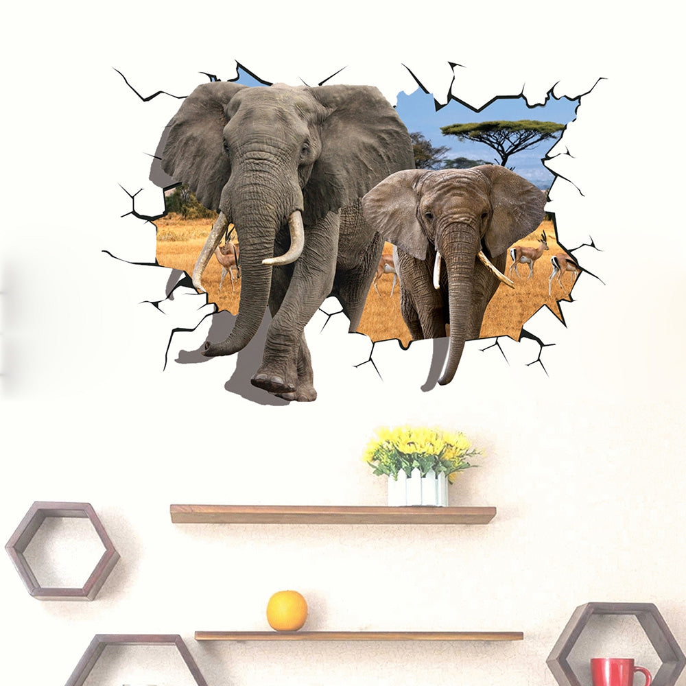 3D Creative Removable Elephant  Wall Sticker