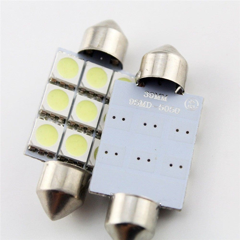 2 Pcs 39mm 5050 9smd LED Festoon Dome Lighting Car Interior Reading Light