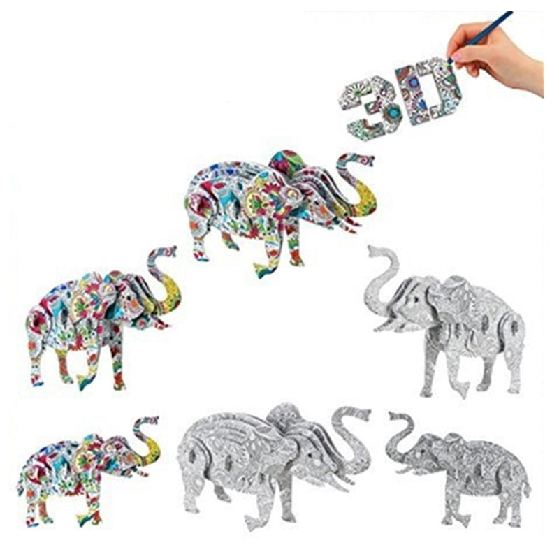 3D Coloring Puzzles Educational Toys Creative Toys Animals Butterfly Elephant Horse