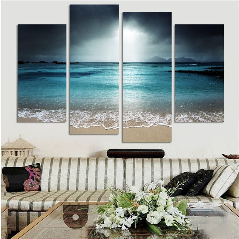 4PCS Ocean Printed Canvas Unframed Wall Art