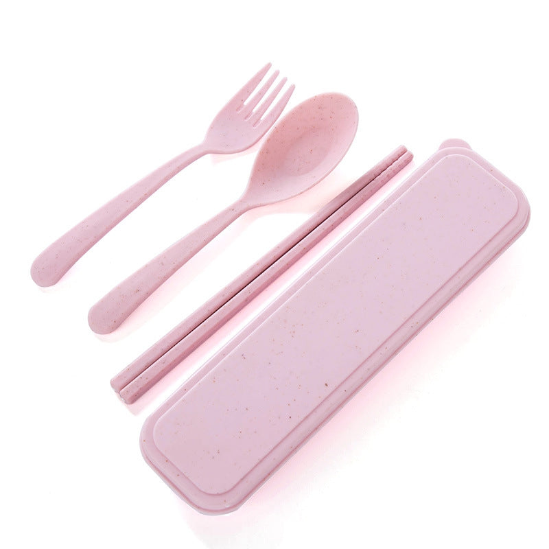 DIHE Cute Children Fork Spoon Chopsticks Set Natural Environmental Protection 3PCS