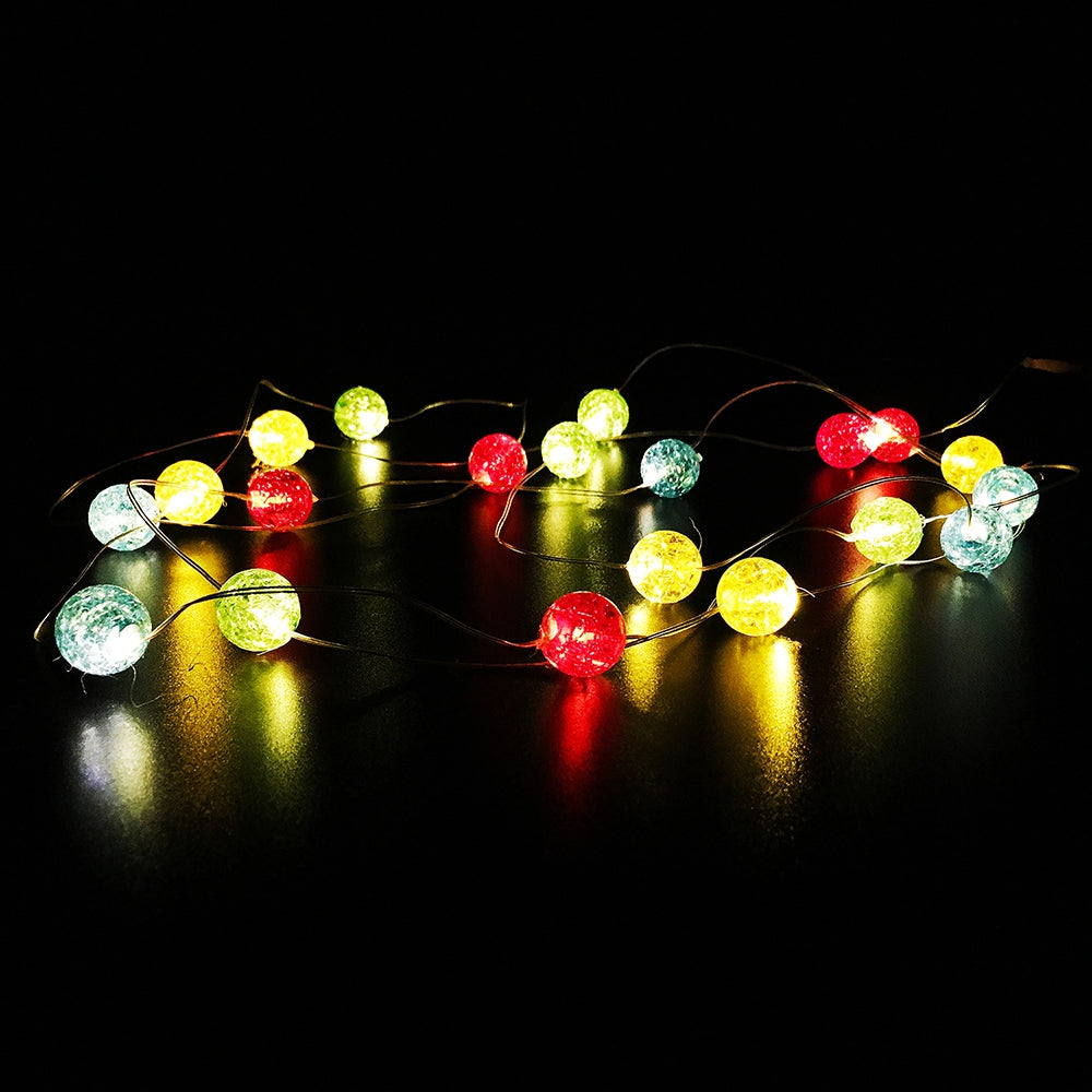 Color Glass Beads Shape String Lights for Patio Micro 2M 20-LED Timer Control Waterproof Battery...