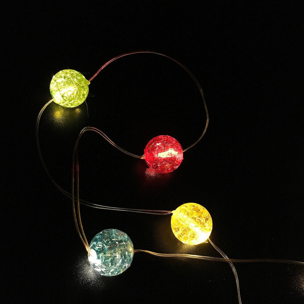 Color Glass Beads Shape String Lights for Patio Micro 2M 20-LED Timer Control Waterproof Battery...