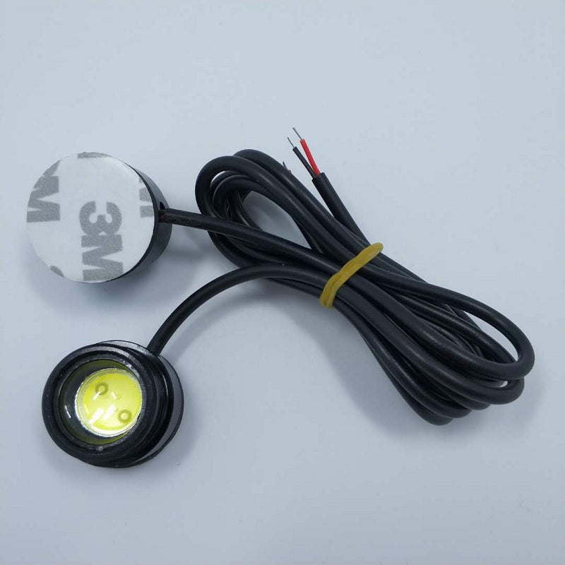 2PCS 23MM Auto Car Eagle Eye Lamp 2W COB Adhesive Tape White LED Daytime Running Light Black She...