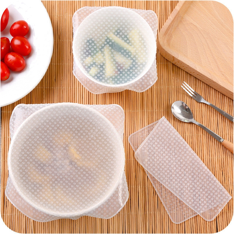 3PCS Small Medium and Large Transparent Silicone Sealing Cover Fresh Bowl
