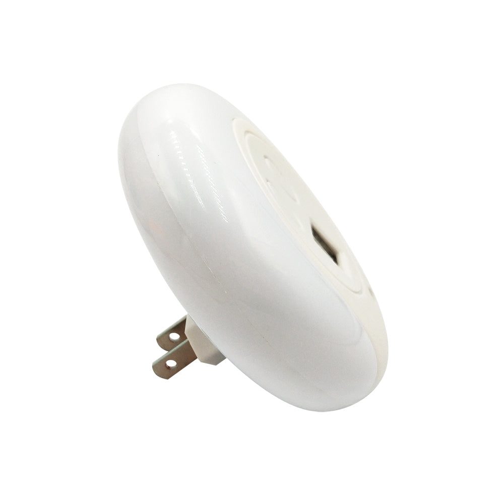 BRELONG LED Night Light Dual USB Port Wall Charger  Light Sensor  2A 110-240V US