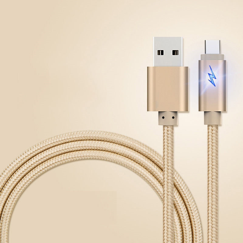 1m Cable for Type-C Led Breath Light Braided Charging Data Charger