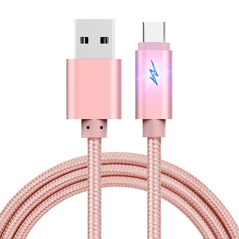 1m Cable for Type-C Led Breath Light Braided Charging Data Charger
