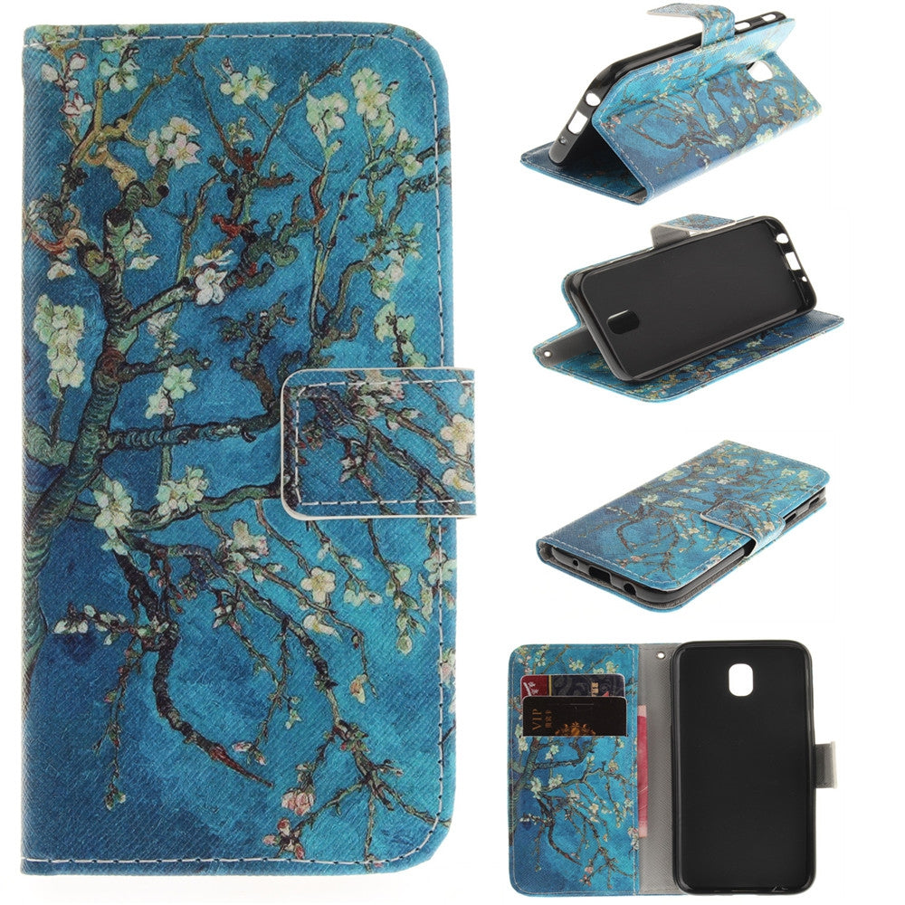 Apricot Blossom Pattern PU+TPU Leather Wallet Case Design with Stand and Card Slots Magnetic Clo...