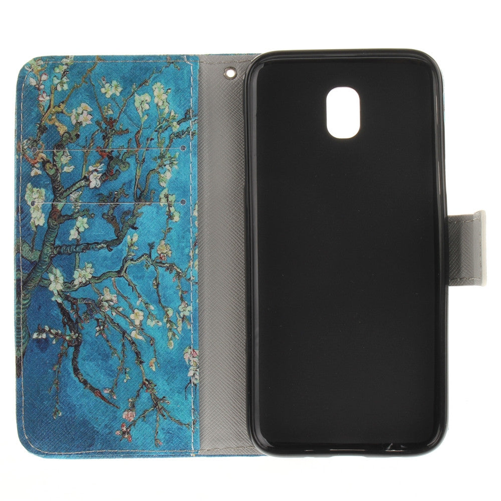 Apricot Blossom Pattern PU+TPU Leather Wallet Case Design with Stand and Card Slots Magnetic Clo...