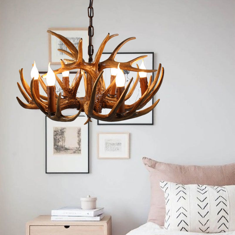 Antler Chandeliers American Country Sitting Room Bedroom Mediterranean Resin Droplight Creative ...