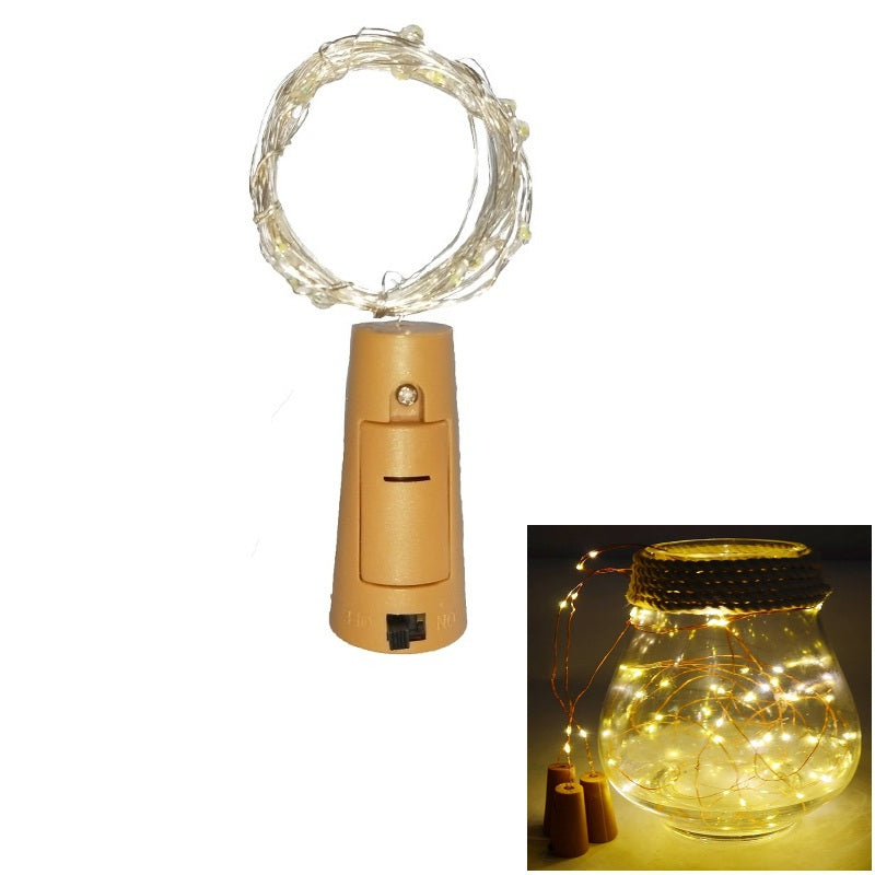 1PC Wine Bottle Lights Battery LED Cork Shaped Starry String Lights 2METER 20LEDS Silver Wire Fa...