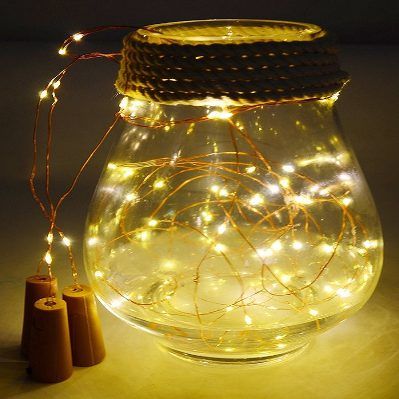 1PC Wine Bottle Lights Battery LED Cork Shaped Starry String Lights 2METER 20LEDS Silver Wire Fa...