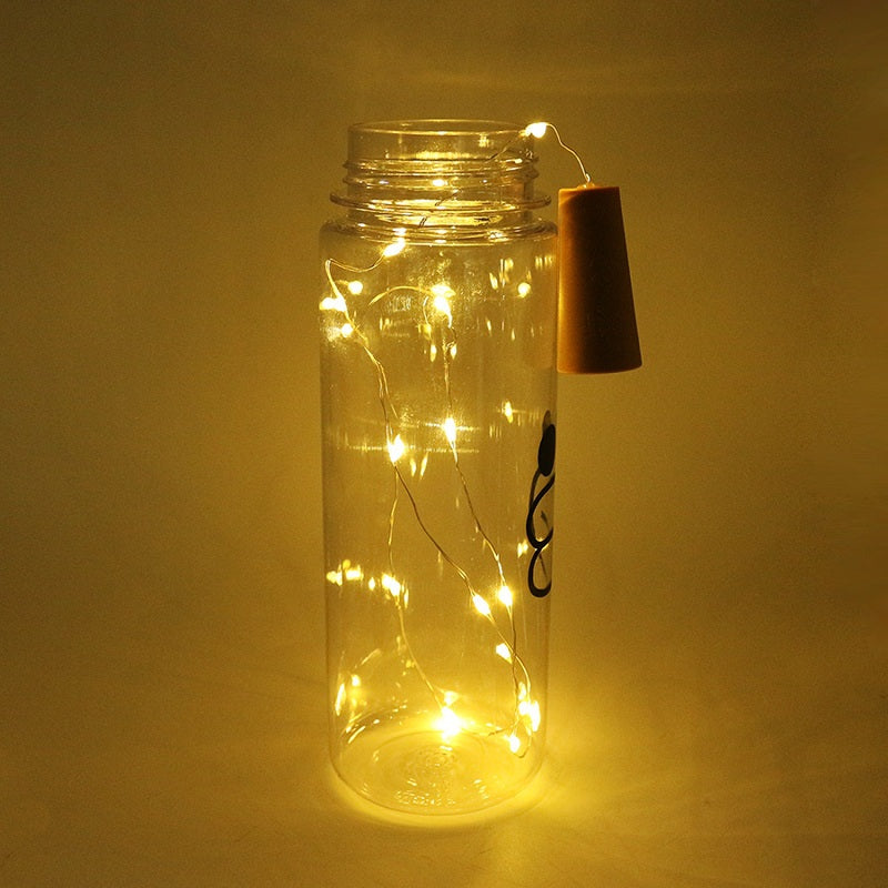 1PC Wine Bottle Lights Battery LED Cork Shaped Starry String Lights 2METER 20LEDS Silver Wire Fa...