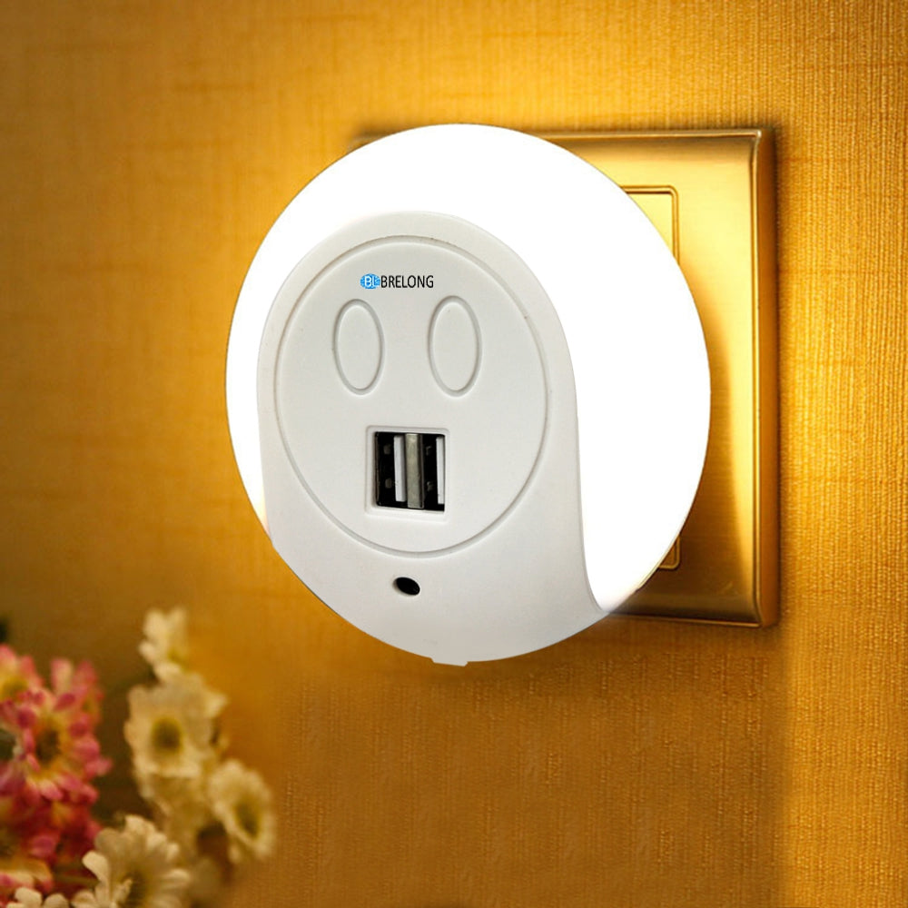 BRELONG XC - 016 2 USB Ports Charger / Light-sensor Night Light