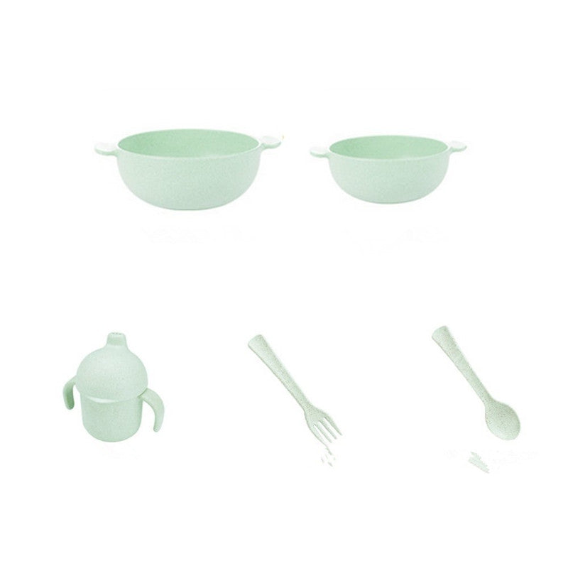 5pcs Set Kids Tableware with Bowl Fork Spoon Cup Eco Friendly Healthy