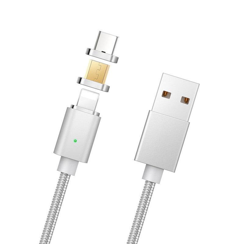 3 in 1 Fast Charging Data Sync Strong Magnetic Micro USB Cable For Android 8 Pin Type-C Devices