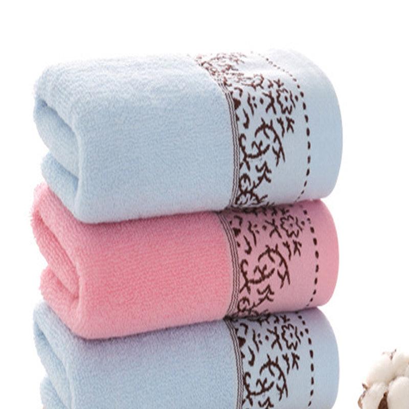 2 Pcs Face Towels Simple Jacquard Wave Water Absorption Soft Cozy Face Towels