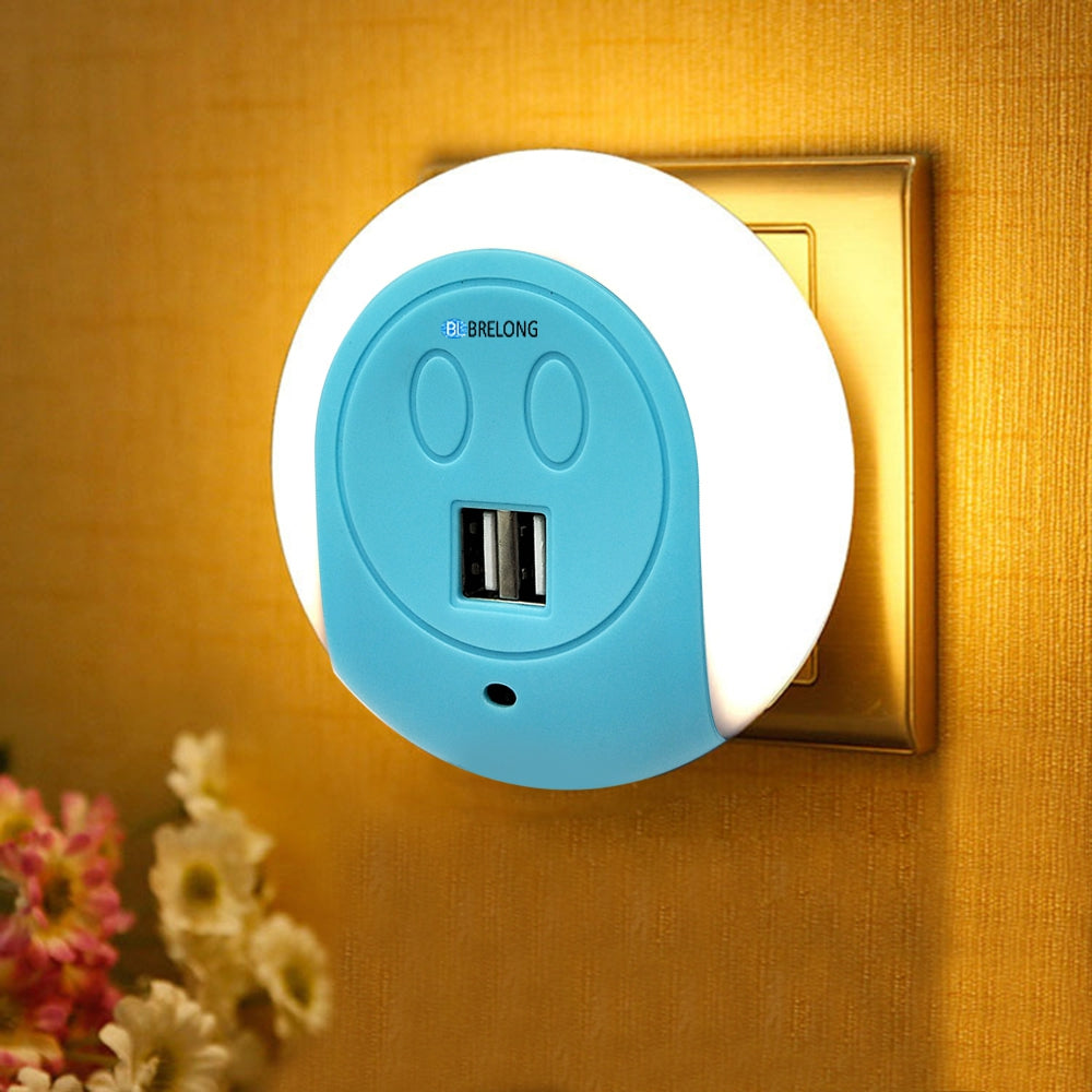 BRELONG XC - 016 2 USB Ports Charger / Light-sensor Night Light