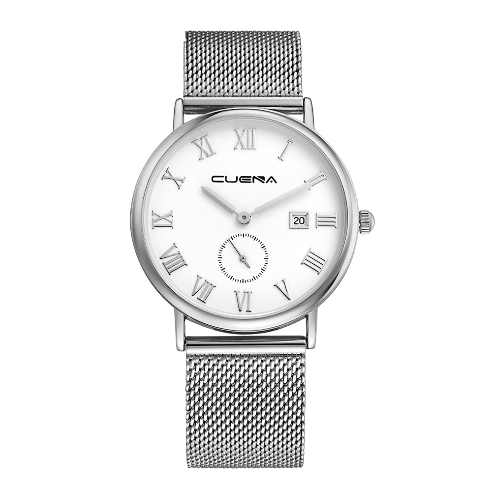 CUENA 6601G Men Fashion Casual Trendy Stainless Steel Watchband Quartz Wristwatch